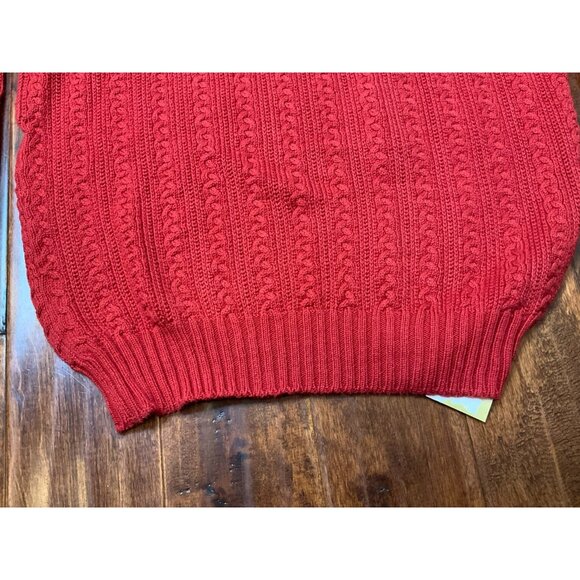 Loro Piana Men's Red Cable Knit Crew Neck Sweater, Size L | 50 - Picture 3 of 8